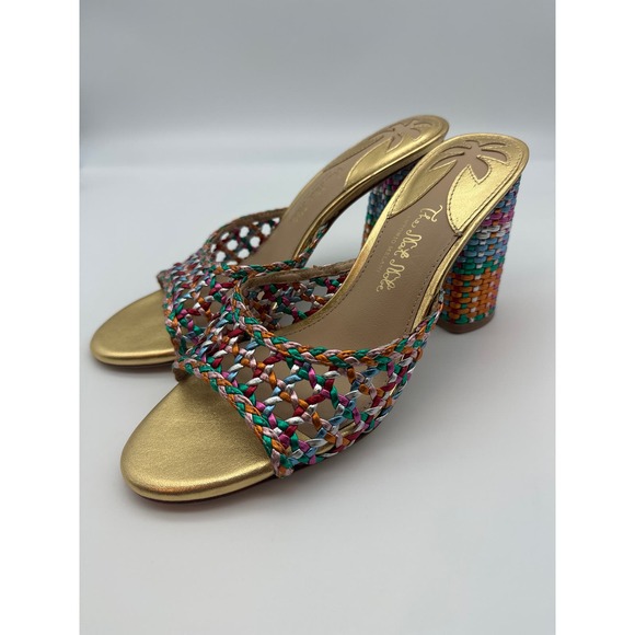 Antonio Melani The Nat Note Rainbow Metallic Mule Heeled Sandals NEW - Picture 1 of 4